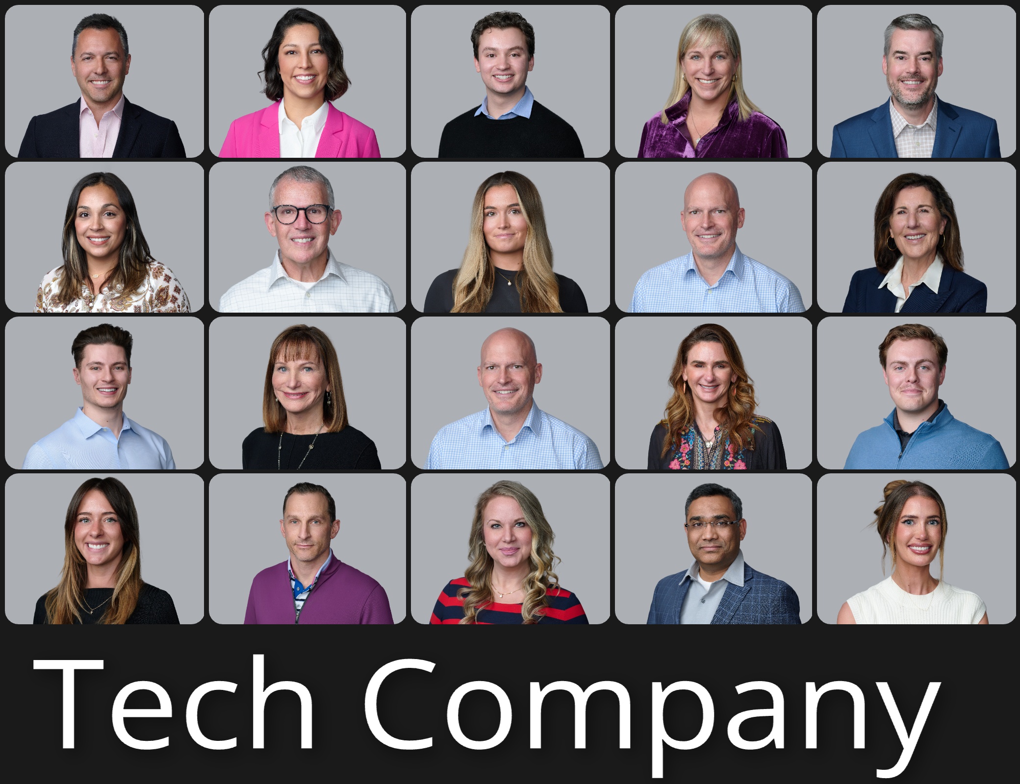 Tech company team headshots collage